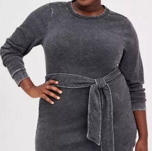 Torrid Pullover Dress - Cozy Fleece Black Mineral Wash
